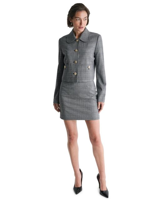 BCBGMAXAZRIA Gray Four-button Round-collar Jacket