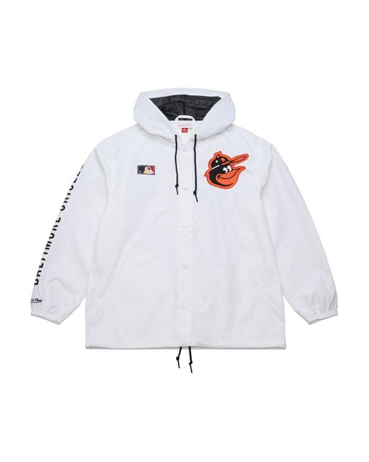 Mitchell & Ness White Baltimore Orioles Vintage Full-snap Hooded Coaches Jacket for men