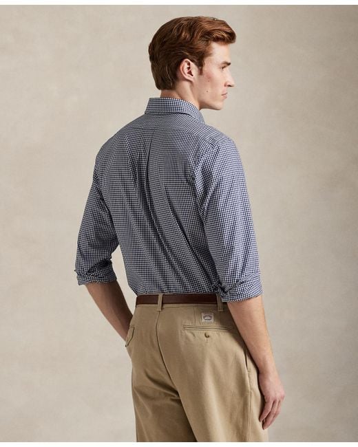 Polo Ralph Lauren Blue Slim-fit Gingham Stretch Poplin Shirt for men