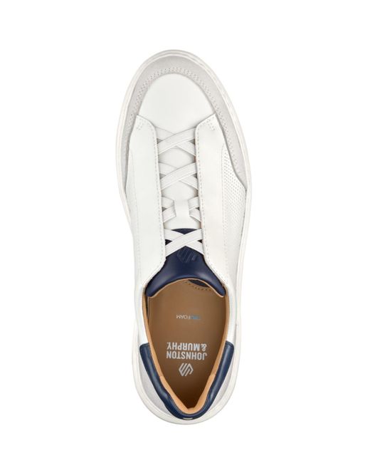Johnston & Murphy White Anders Stretch Lace Up Shoes for men