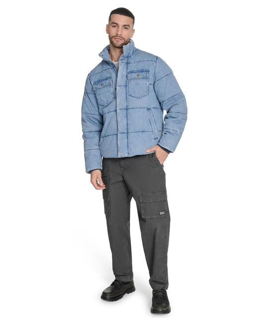 Levi's Blue Denim Quilted Puffer Jacket for men