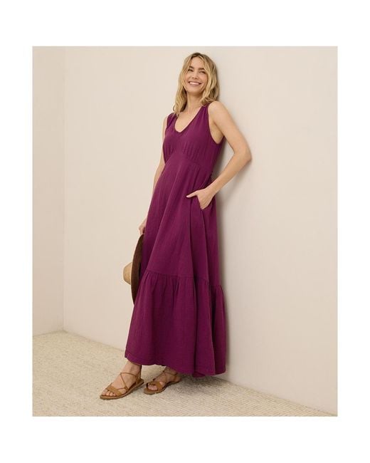Pact Organic Cotton Coastal Double Gauze Beach To Brunch Dress in Purple |  Lyst