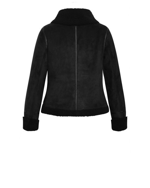 City Chic Black Plus Size Sherpa Hunter Jacket