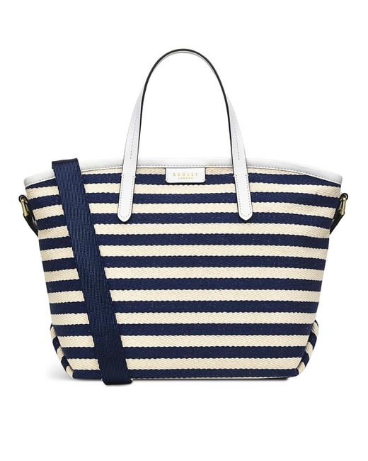 Radley Blue Cromer Way Stripe Medium Ziptop Grab Bag