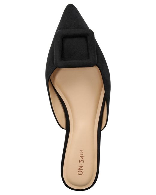On 34th Black Mabel Buckle Mules