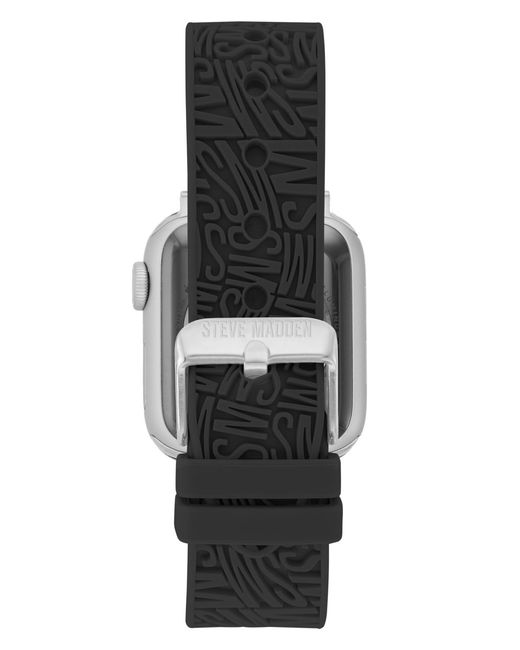 Steve Madden Black Swirl Logo Silicone Strap Compatible With 42, 44, 45, 49mm Apple Watch