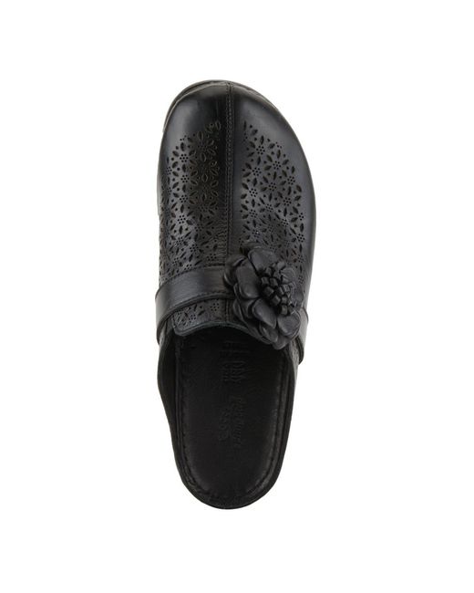 Spring Step Black Lilybean Leather Perforated Clogs