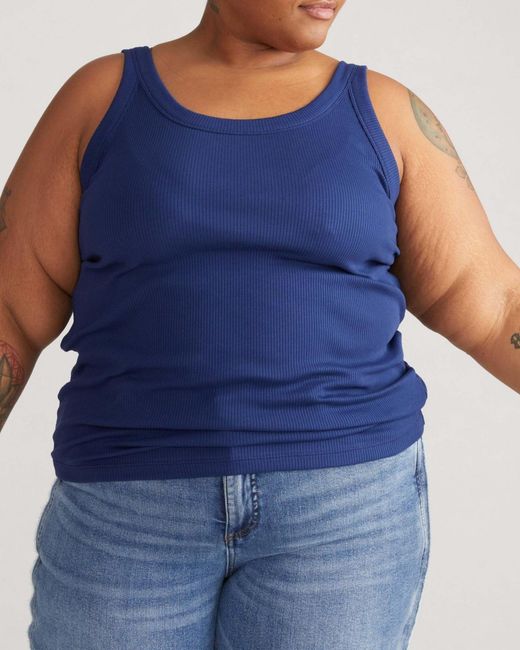 UNIVERSAL STANDARD Blue Plus Size Ribbed Tank