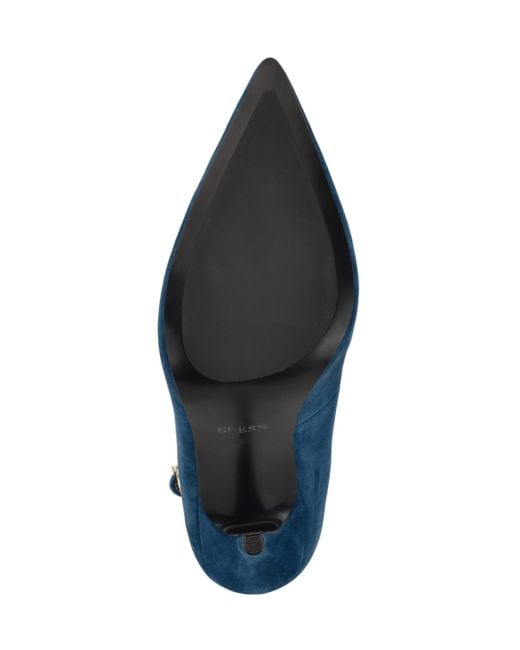 Guess Blue Napril Ankle Strap Stiletto Dress Pumps