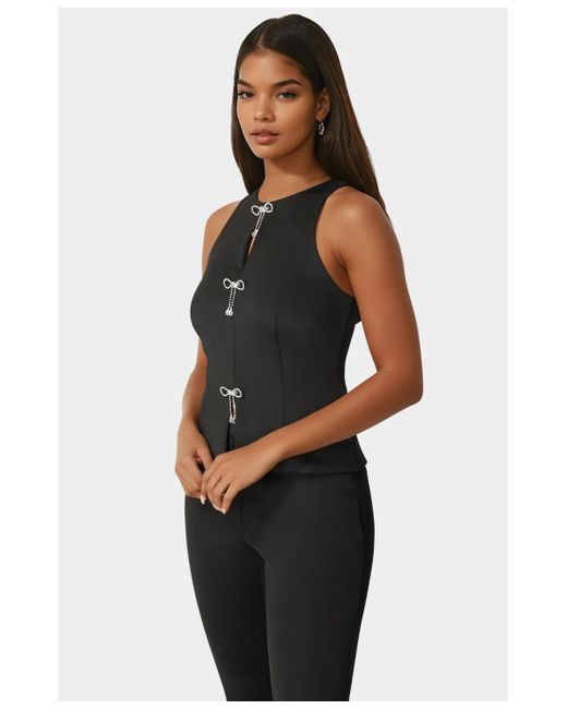 Bebe Black Bow Halter Neck Top