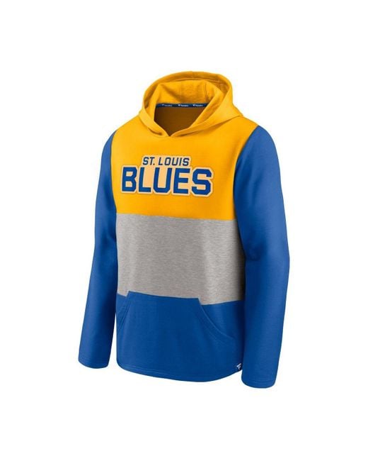 Fanatics Branded Gold, Blue St. Louis Blues Prep Color Block Pullover Hoodie  for Men