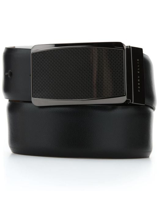 Perry Ellis Black Plaque Reversible Belt for men