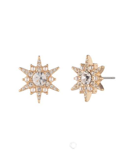 Marchesa White Glass Stone And Imitation Pearl Star Stud Earrings