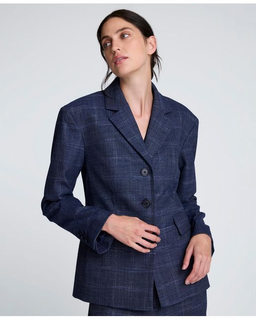 Kenneth Cole Blue Collared Hourglass Jacket
