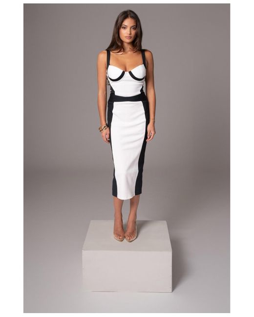 JLUXLABEL Gray Celebration Colorblock Midi Skirt