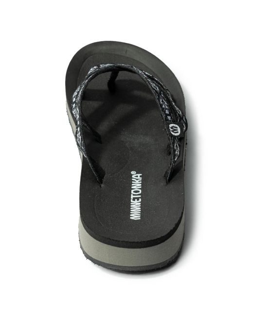 Minnetonka Black Hanna 2.0 Multi Strap Thong Sandals