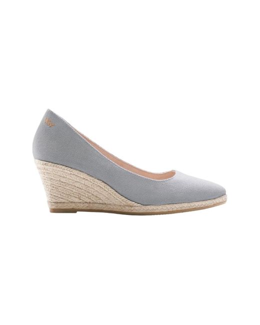 VISCATA Gray Roses Canvas U Cut Espadrille Wedges