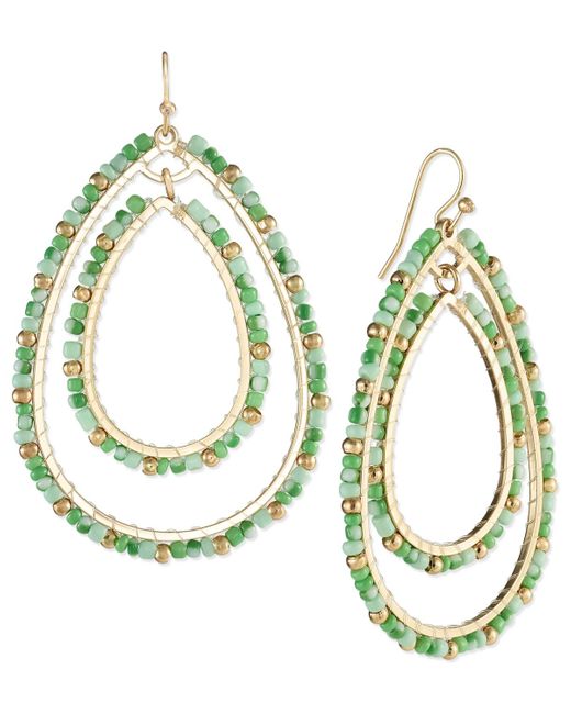 Style & Co. Green Mixed-metal Crystal Double Oval Earrings
