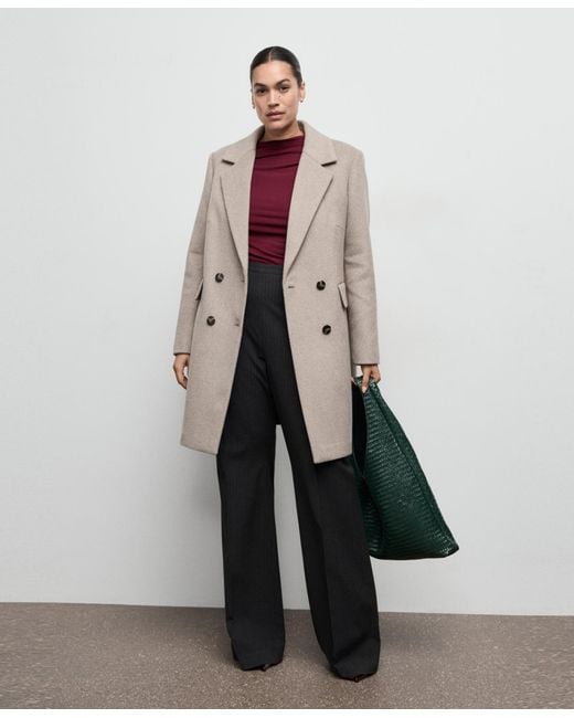 Mango Natural Double-breasted Wool Coat