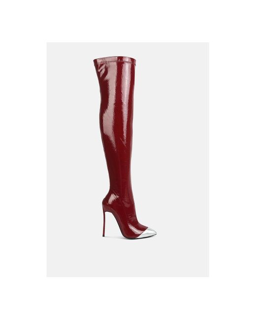 LONDON RAG Red Chimes High Heel Patent Long Boots