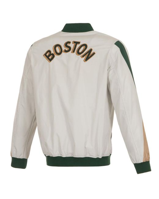 JH Design Gray Boston Celtics 2023/24 City Edition Nylon Full-zip Bomber Jacket for men