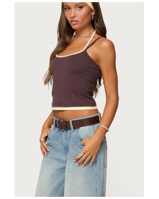 Edikted Purple Roya Layered Halter Tank Top
