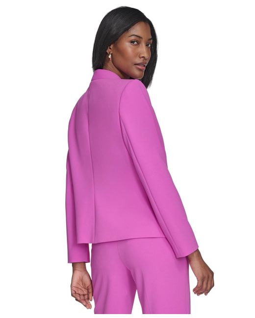 Halston Heritage Purple Collarless toggle Chain Blazer