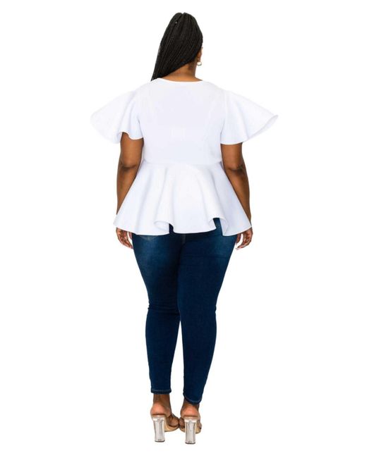 L I V D Blue Plus Size Siobhan Neoprene Peplum Top