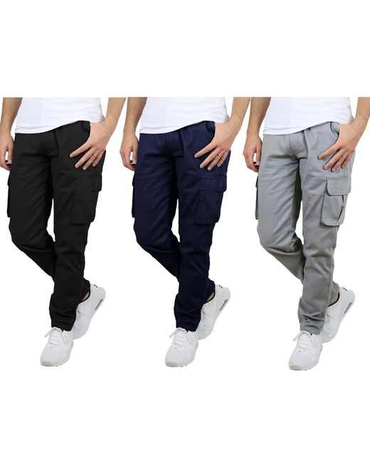 Blu Rock Black 3-pack Flex Stretch Cargo Pants for men
