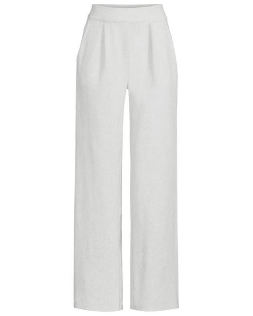 Lands' End White Sport Knit High Rise Pleated Wide Leg Pants