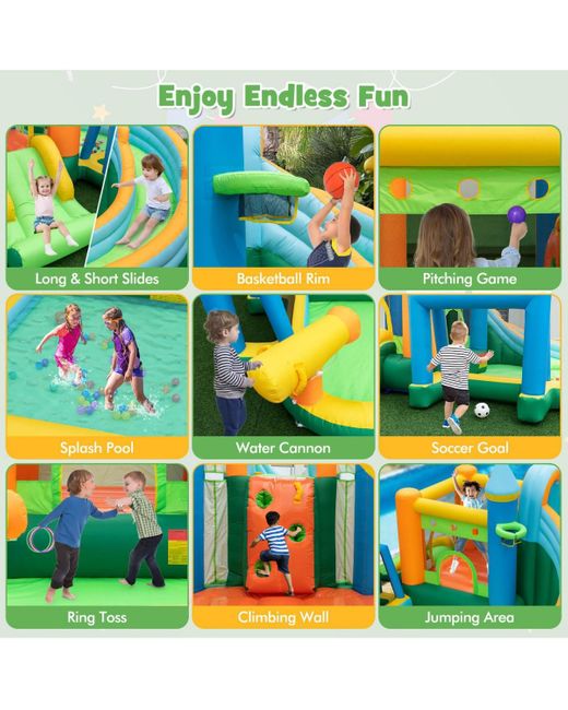 Gymax White Inflatable Water Slide Kids Blow Up Water Park