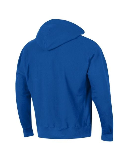 Champion Blue Kansas Jayhawks Vault Late Night Reverse Weave Pullover Hoodie for men