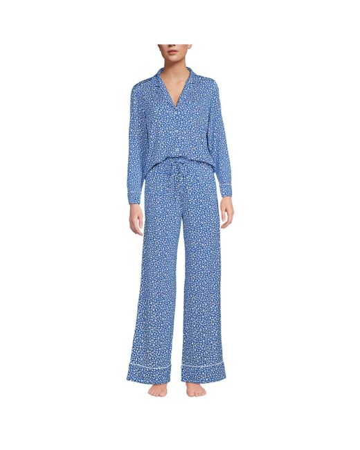 Lands' End Blue Cooling 2 Piece Pajama Set