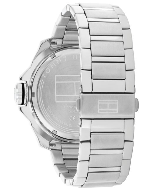 Tommy Hilfiger Black Quartz Silver Stainless Steel Watch 46mm for men