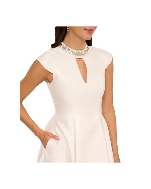 Adrianna Papell Keyhole Mikado Midi Dress in White