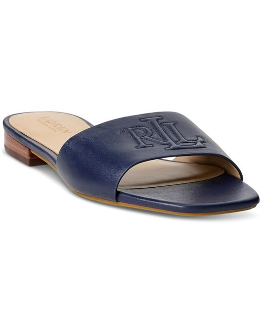 Ralph Lauren Blue Everly Slide Flat Sandals