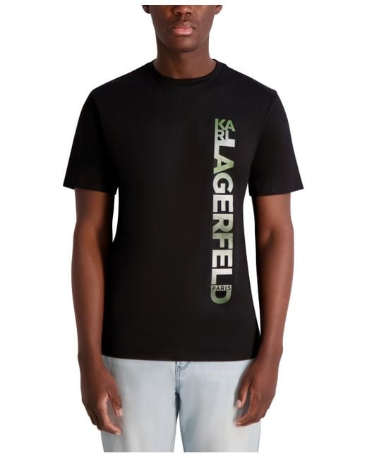 Karl Lagerfeld Black Short Sleeve Metallic Logo Crewneck T-shirt for men