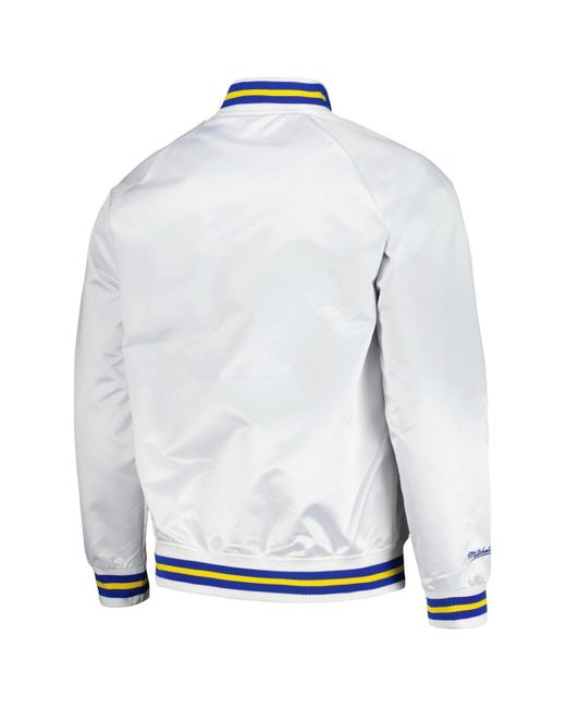 Mitchell & Ness White Denver nuggets Hardwood Classics Throwback Wordmark Raglan Full-snap Jacket for men