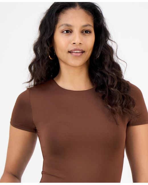 And Now This Blue Double-layered Crewneck Bodysuit