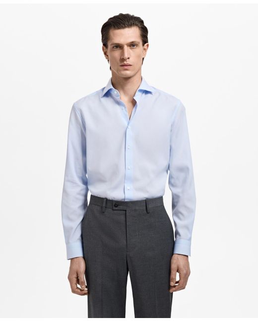Mango White Slim-fit Cotton Poplin Dress Shirt for men