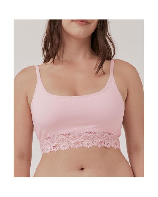 Pact Cotton Lace Smooth Cup Bralette in Pink