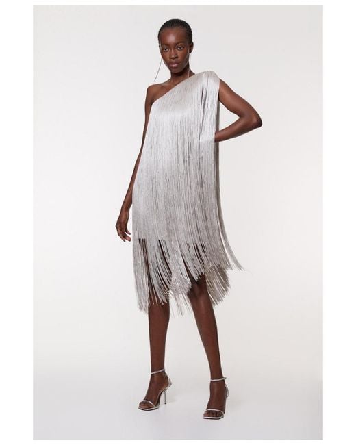 Karen Millen Women's White Figure Mini Knit Dress