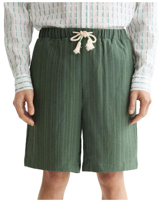 Scotch & Soda Green Tonal Stripe Drawstring Shorts for men
