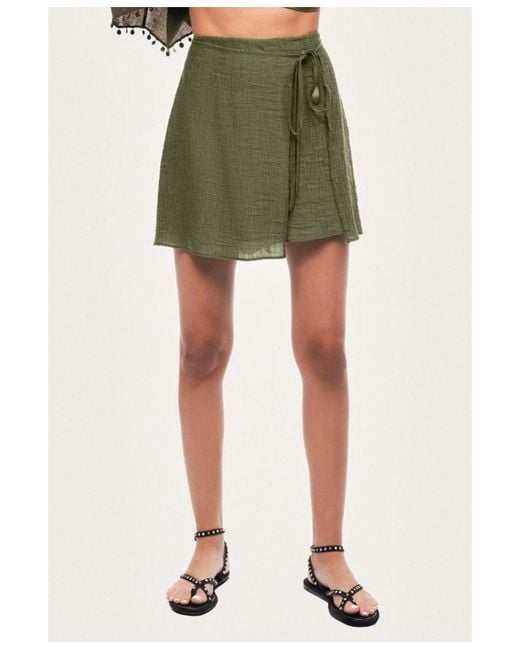 Nocturne Green Wrap Mini Skirt