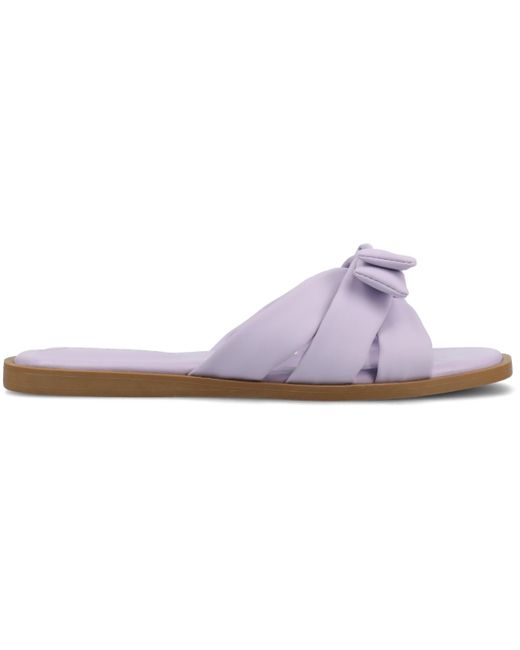 Journee Collection Purple Prylin Bow Slide Flat Sandals