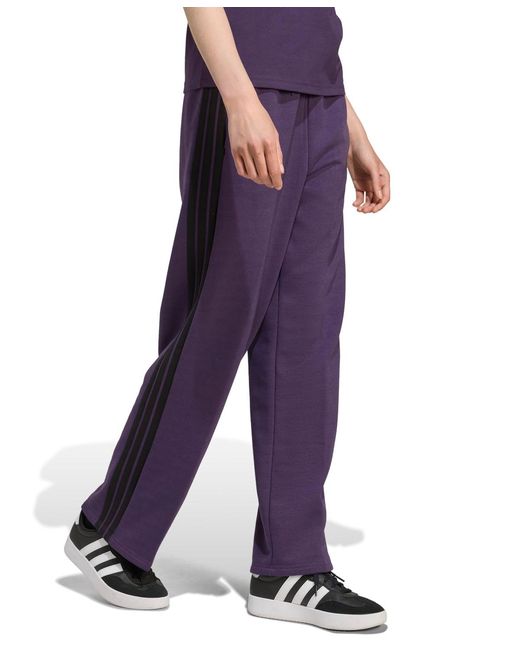 Adidas Purple Essentials 3-stripes Open Hem Pants