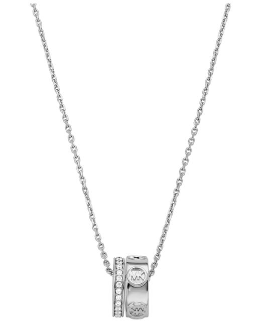Michael Kors Metallic Gold-tone Or -tone Logo Ring Pendant Necklace