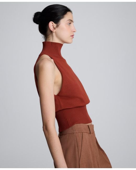Kenneth Cole Brown Sleeveless Mock Neck Top
