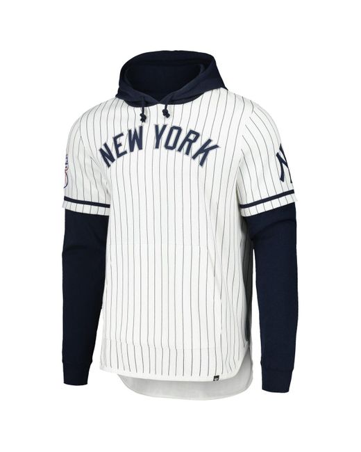 '47 Blue 47 Brand New York Yankees Pinstripe Double Header Pullover Hoodie for men