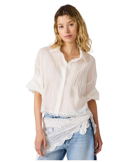 Steve Madden White Delphi Collared Neck Top